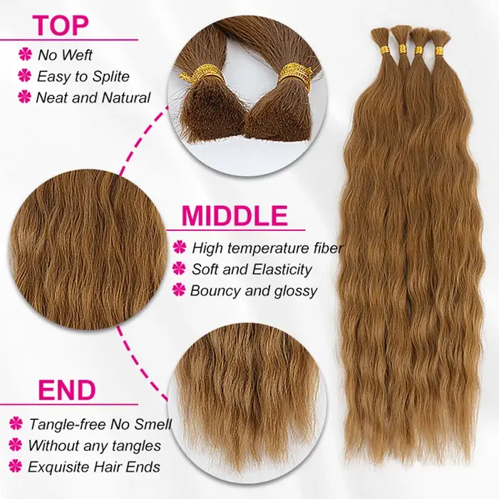 Cheveux synthétiques Julianna blonds de 20 pouces pour tresses au crochet