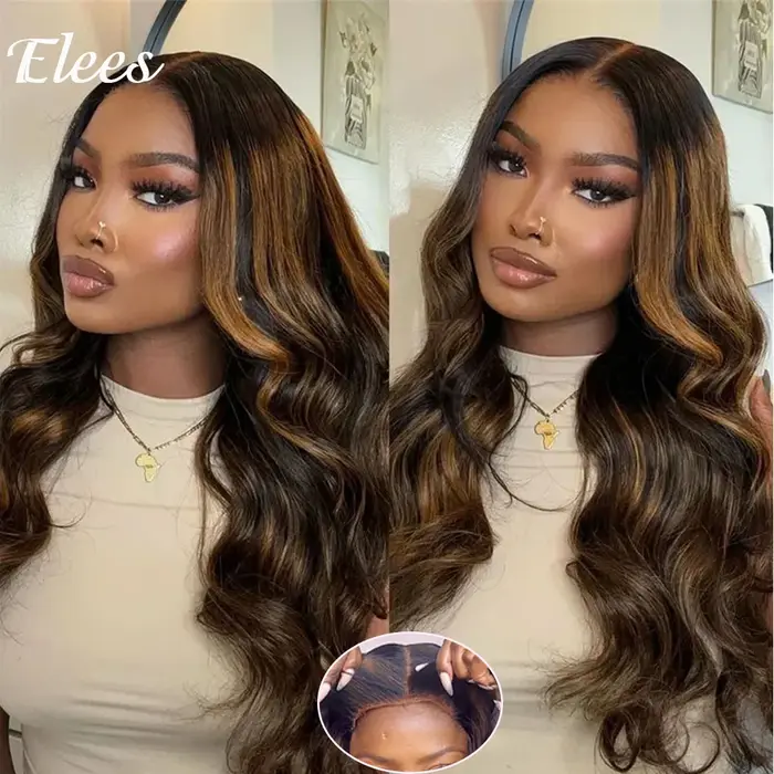 Perruque P1B/30 Highlight Body Wave en cheveux humains