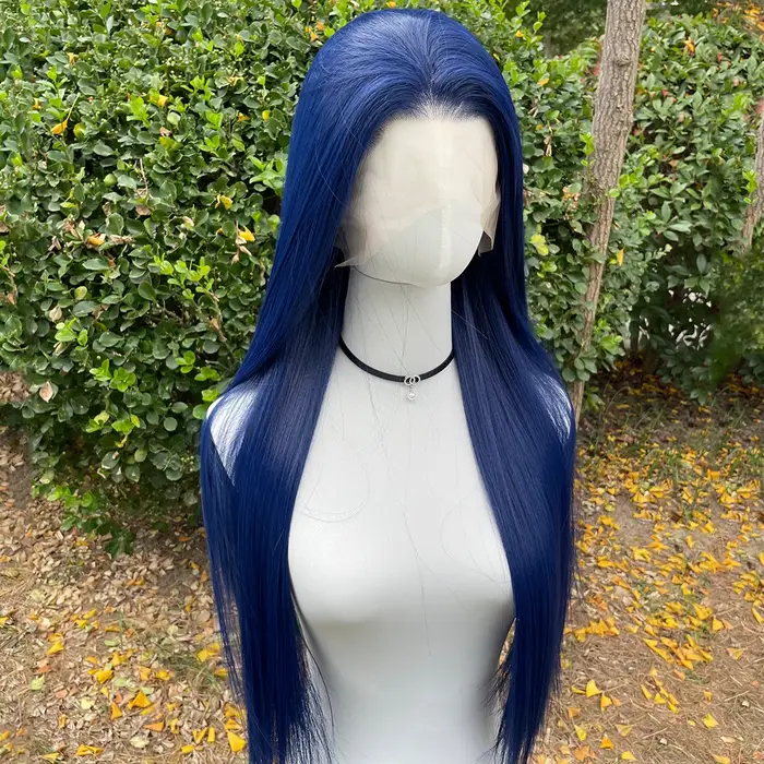 Perruque Lace Front Wig synthétique bleu foncé 13x4