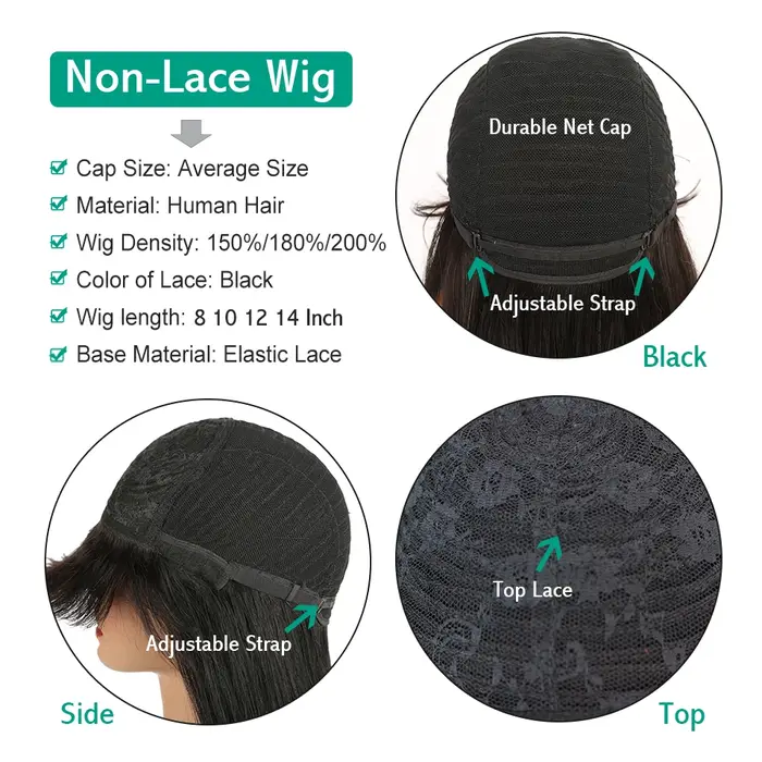 Faux cuir chevelu Bang perruques perruque de cheveux humains péruvien soyeux cheveux raides Sexay 32