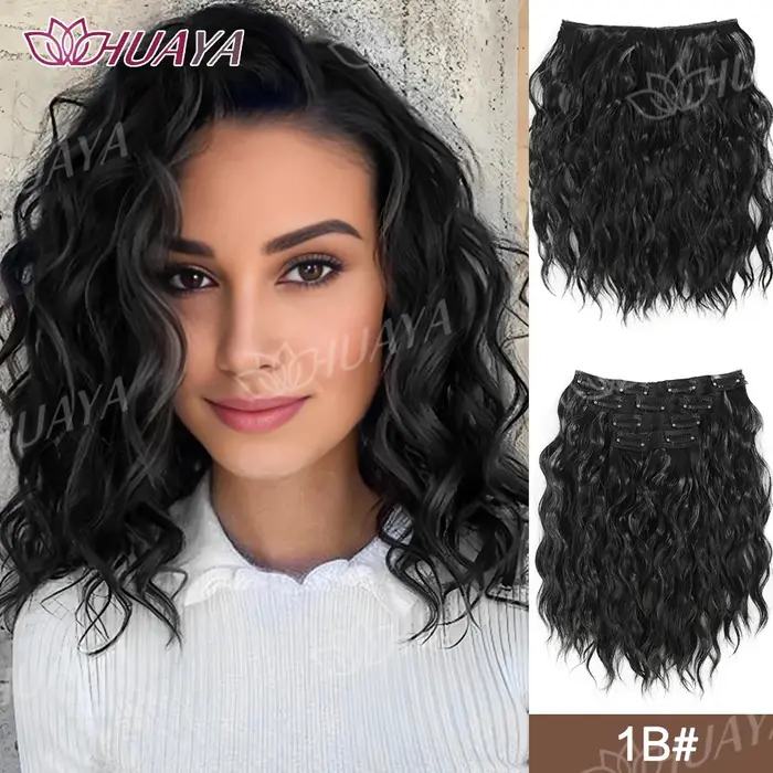 Perruques synthétiques à clipser pour femmes, style BB, lot de quatre, extensions de cheveux courts 