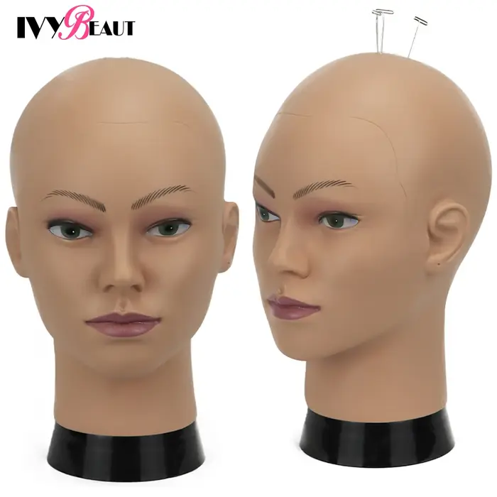 Tête de formation de Mannequin chauve femme grande taille 22 pouces sans