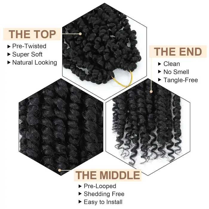 Extensions de tresses synthétiques pré-torsadées Passion Twist
