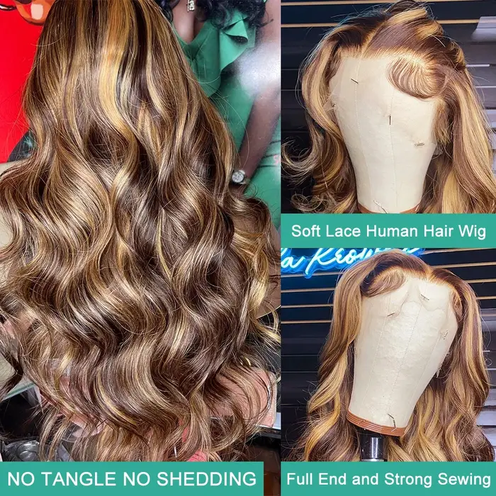 Perruque frontale HD 13x4 13x6 en cheveux humains brésiliens pour femmes, 30 pouces, blond ombré, on