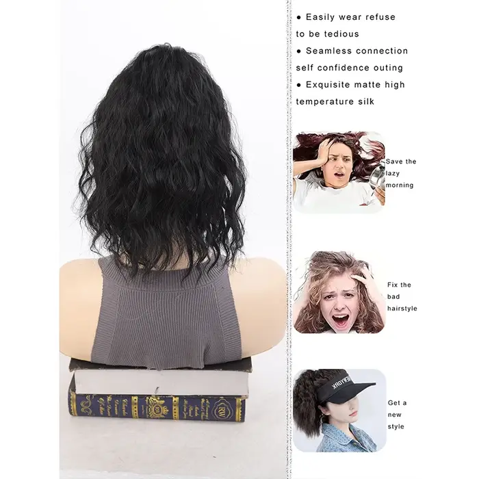 Perruque chapeau de baseball pour femme