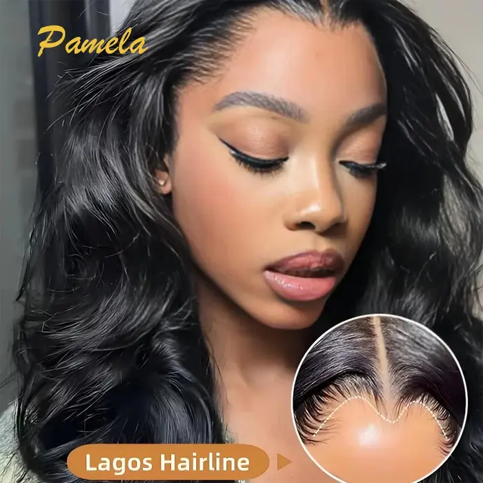 Perruque Lagos Hairline 13x4 Invisible Lace Frontal, Densité 250, Cheveux Humains Ondulés Profonds,