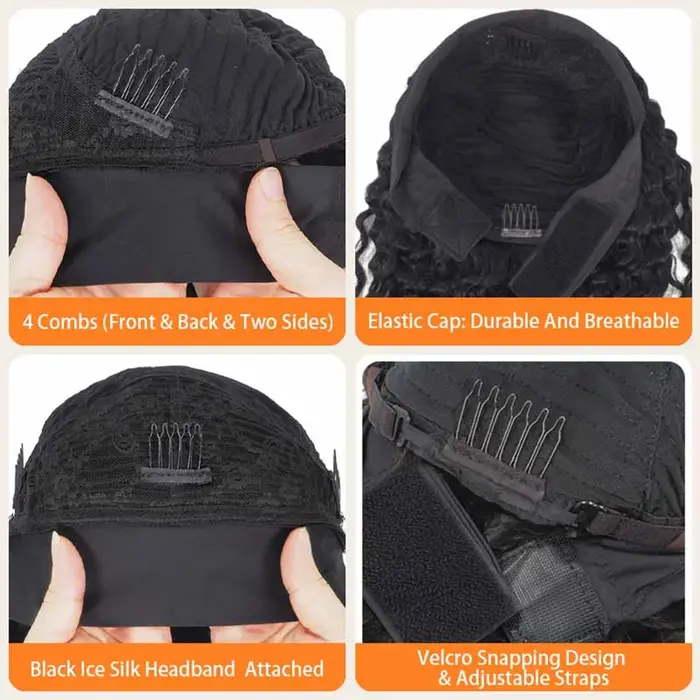 Perruques bandeau bouclées crépues en cheveux humains
