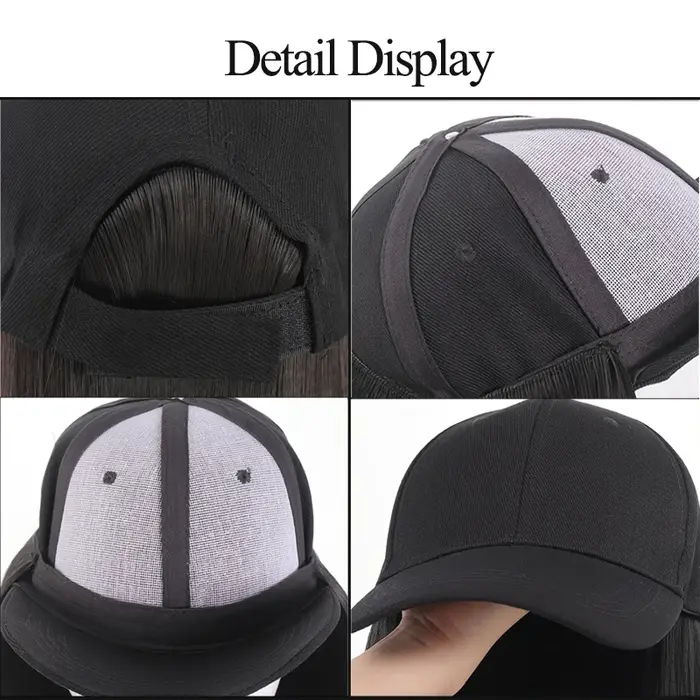 Casquette de baseball intégrée avec perruque intégrée