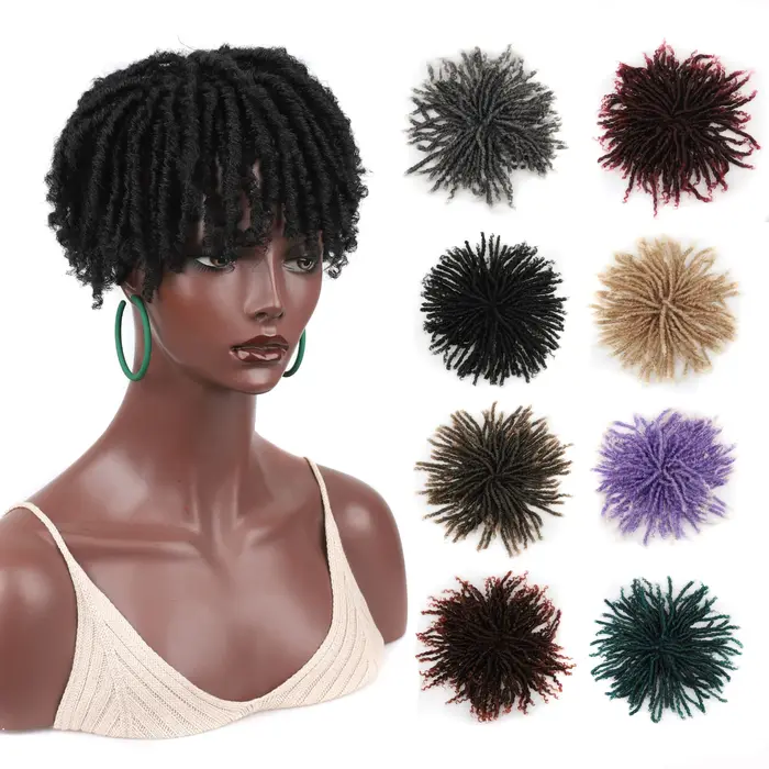 Jeedou synthétique toupet postiche perruque cheveux courts bouclés tressé pince