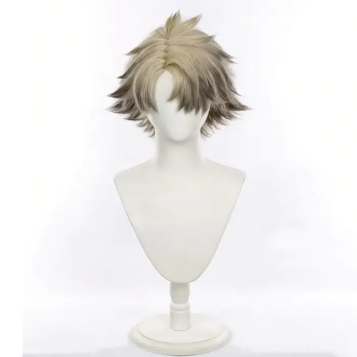 Perruque de Cosplay Anime GACHI AKUTA Rudo pour hommes, cheveux courts en lin jaune dégradé, perruqu
