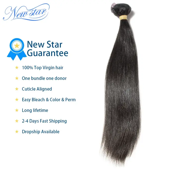 Bundles brésiliens de cheveux raides, New Star, vierge, tissage de cheveux humains, document naturel