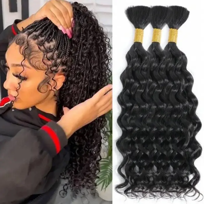 Tressage humain cheveux vague d'eau profonde en vrac 110g 2 paquets de cheveux humains en vrac pour