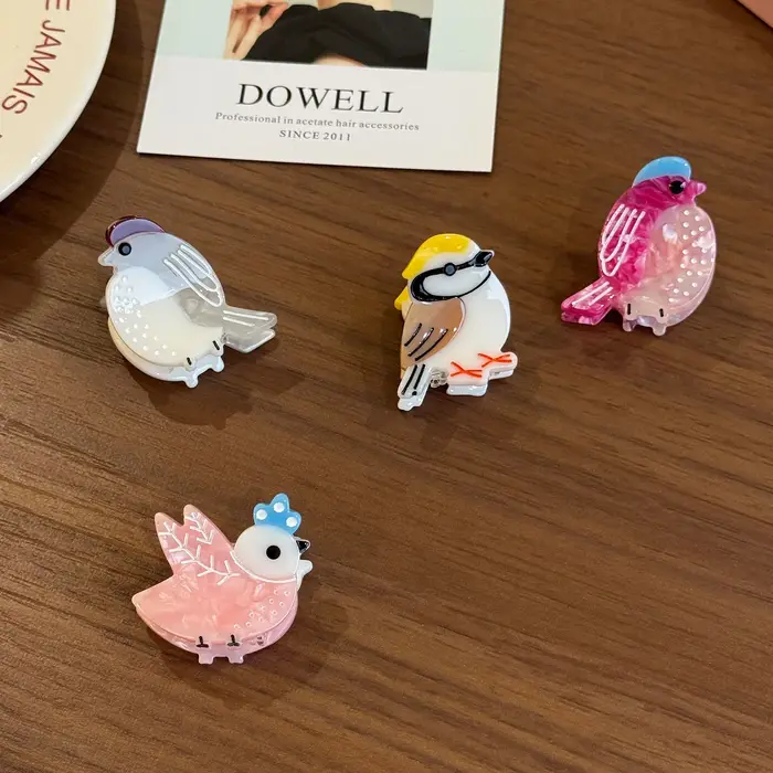 1Pc Mini Pinces à Cheveux en Forme d'Oiseau Mignonnes en Acétate