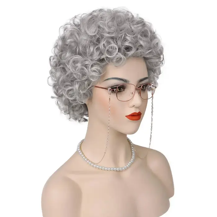 JOPearl-Perruque Cosplay Synthétique Grise pour Femme