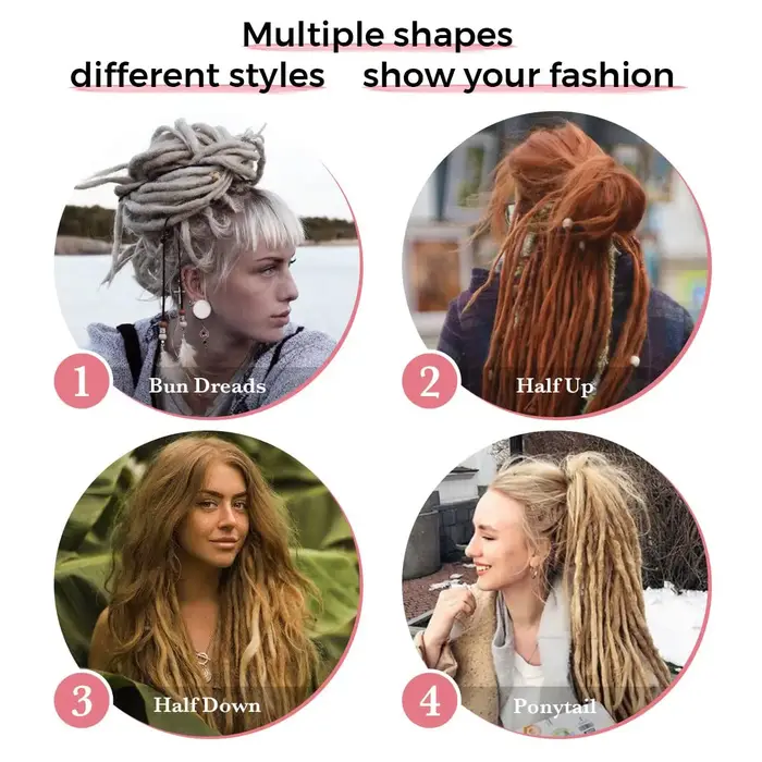 Extensions de dreadlocks synthétiques 24 pouces