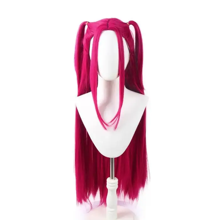Perruque de Cosplay pour enfants, cheveux longs violets synthétiques avec tresses et une seule queue