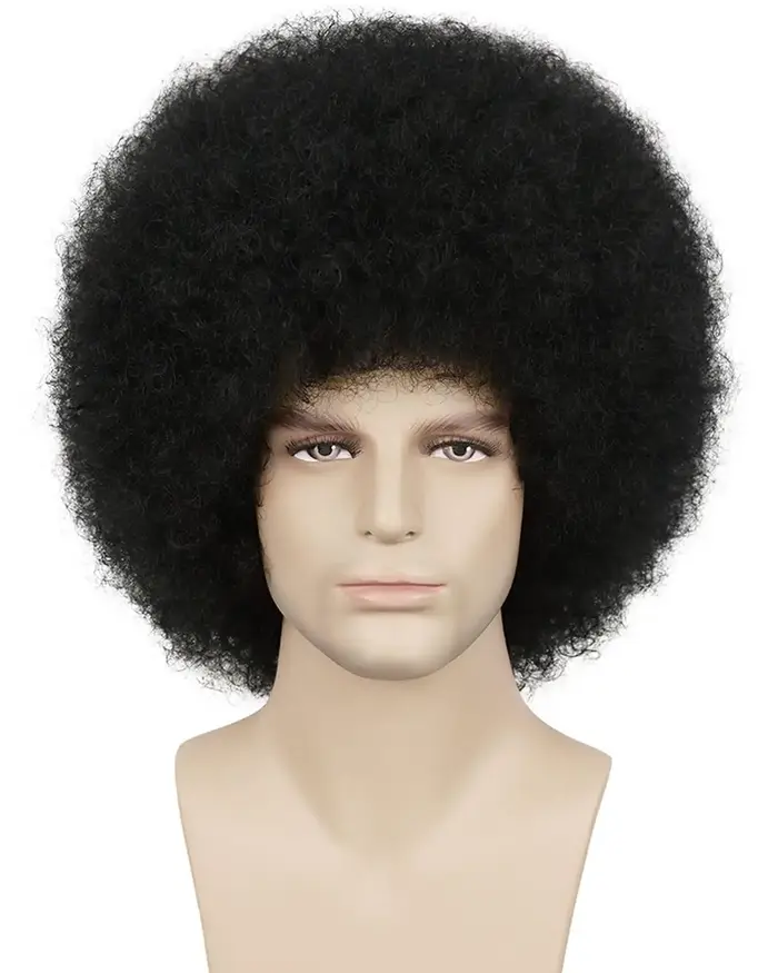 Perruque Afro synthétique pour hommes pour costumes des années 70 et 80