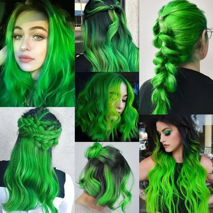 Extensions de cheveux vertes à clipser
