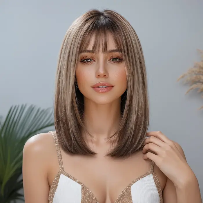 Perruque cheveux raides élégante