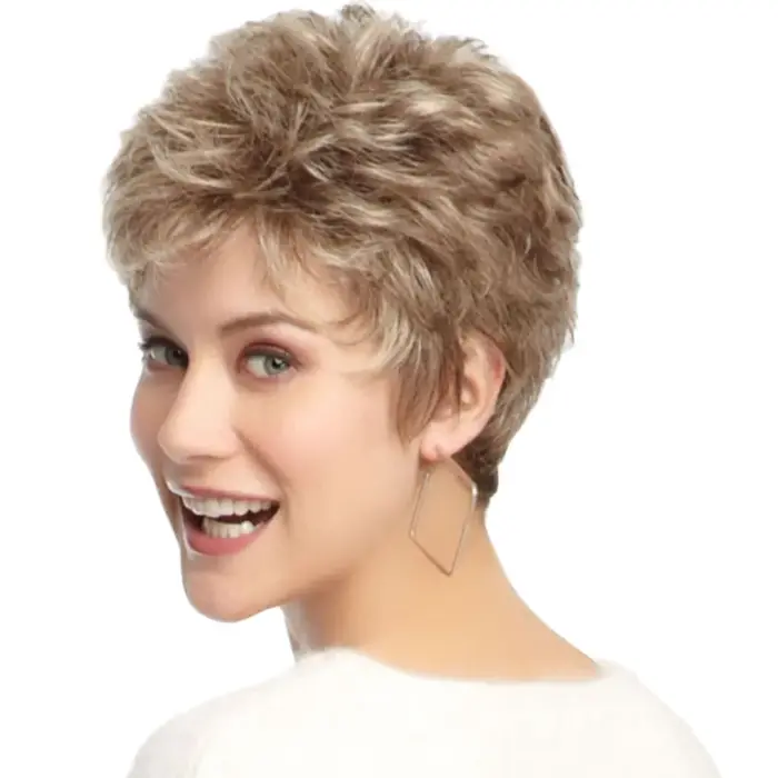 Perruque Afro synthétique courte dorée pour femme
