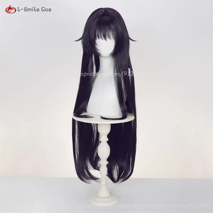 Waguri Kaoruko Perruque de Cosplay synthétique noire violette de 100cm pour femmes