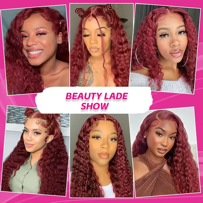 13x6 99j bordeaux dentelle avant perruques cheveux humains vague profonde 250 densité Transparent fr