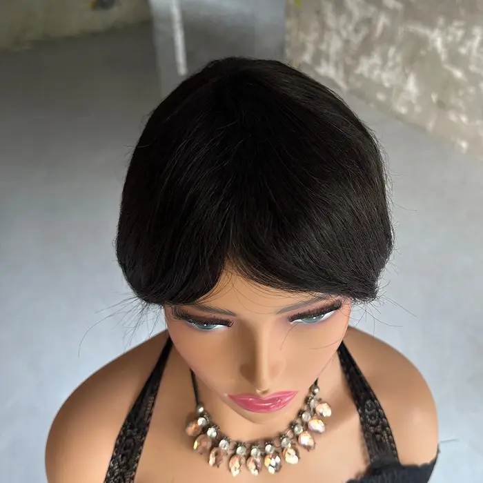 Perruques de cheveux humains courts coupe lutin droite perruque bresillienne pour les femmes noires 
