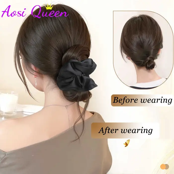 AOSIQUEEN Chignon synthétique en satin avec pince à cheveux
