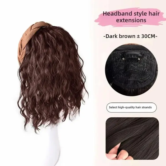 Mignon Long ondulé bouclés bandeau en forme de U naturel perruque pince Extension de cheveux fausse