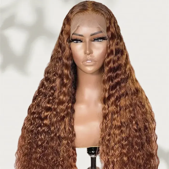 Perruque Deep Wave, raie au milieu, cheveux synthétiques tissés à la machine, pour femmes