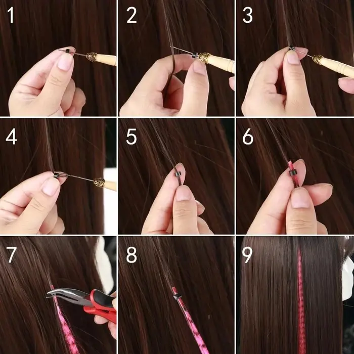 LISI GIRL Extensions de cheveux synthétiques en plumes colorées 16 pouces 10 pièces/pack bleu violet pour les femmes