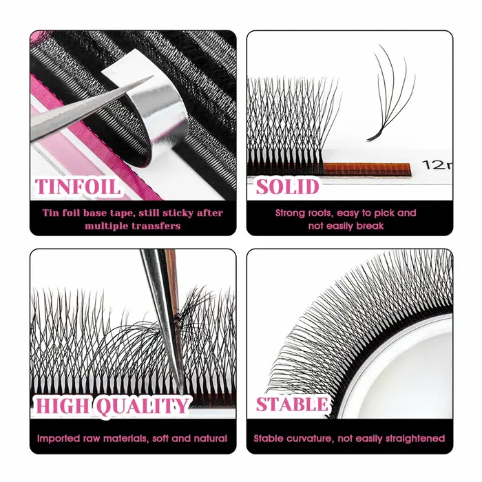 MASSCAKU C D Curl camélia W cils en forme de longueur mixte tissage à la main ventilateurs de Volume russe Extension
