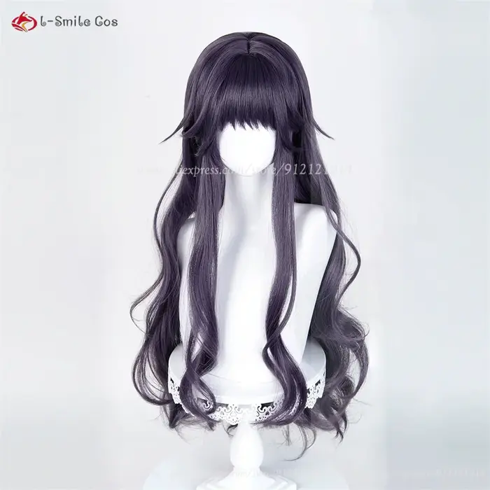Waguri Kaoruko Perruque de Cosplay synthétique noire violette de 100cm pour femmes, perruque de