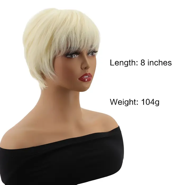 Perruque synthétique courte blond clair de 8 pouces pour femme