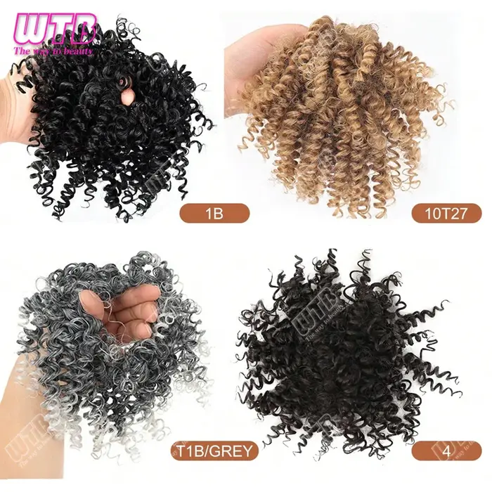 4 pouces synthétique Afro crépus bouclés Chignon Extension de cheveux pièces