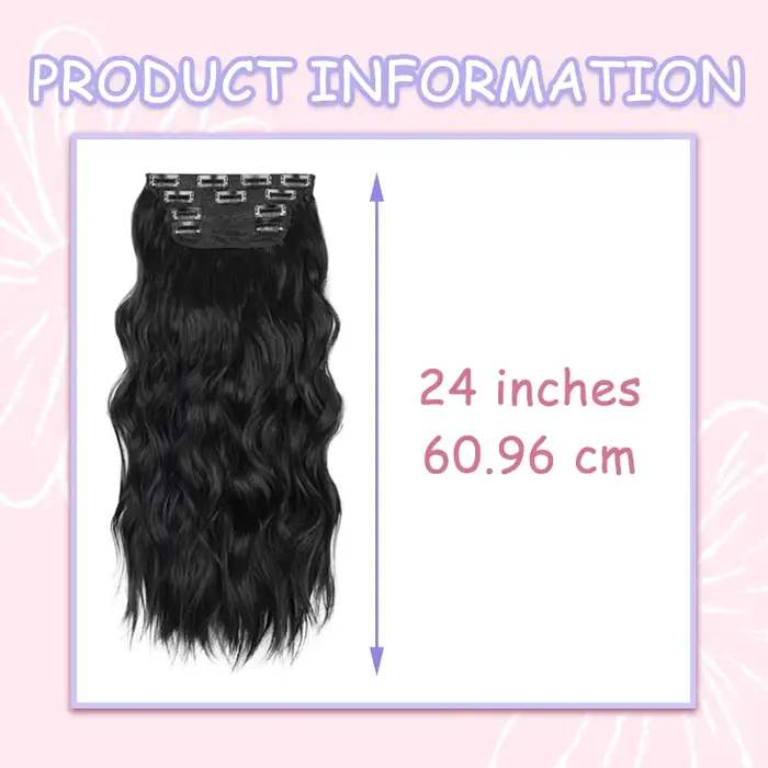 Extensions capillaires synthétiques noires épaisses à clips
