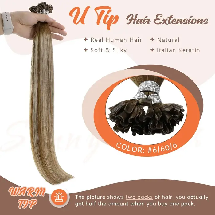 U pointe pré-collé Extensions de cheveux vrais