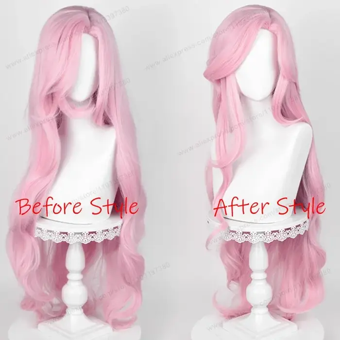 Fluttershy Cosplay perruque cheveux synthétiques unisexe 100 cm longue vague bouclée rose femmes