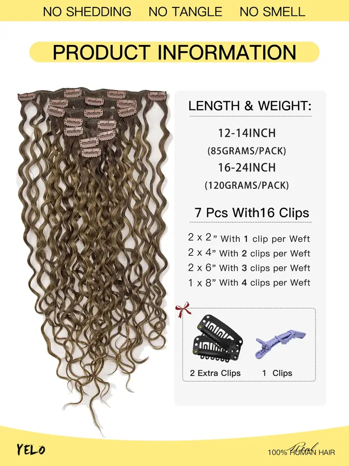 Yelo pince bouclée dans les Extensions de cheveux vrais