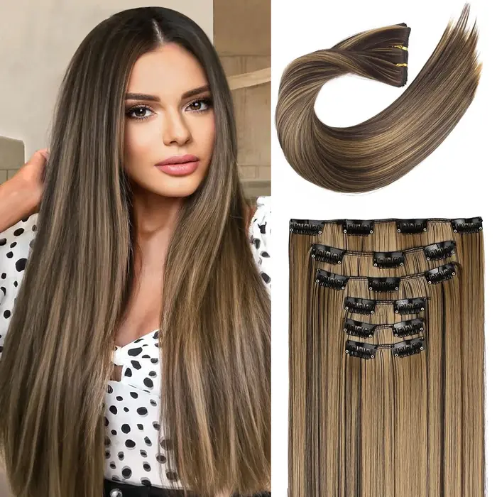 Extensions capillaires synthétiques légères à clips