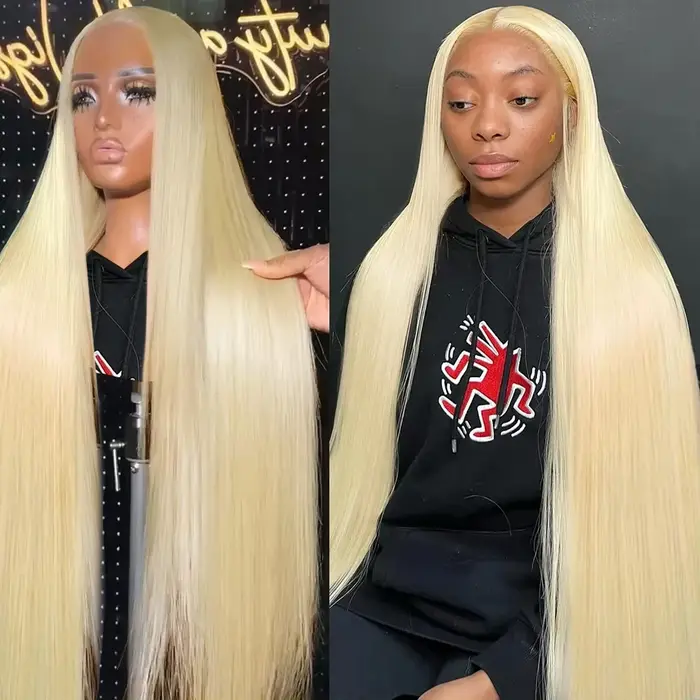 HD Transparent 613 Blonde droite 200 densité 13x4 13x6 dentelle avant perruques de cheveux humains p