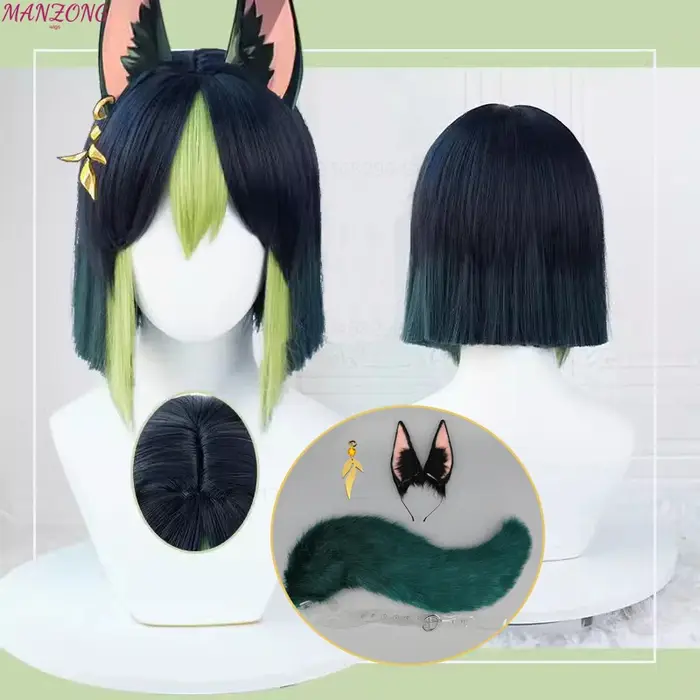 Perruque de Cosplay Tighnari pour Femme