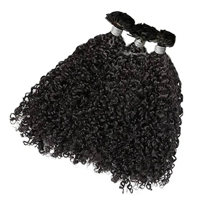 KerBrian KtHair-Extensions de Cheveux Malaisiens Naturels Bouclés, Bouclés, à Pointe Plate K, Pré-Co