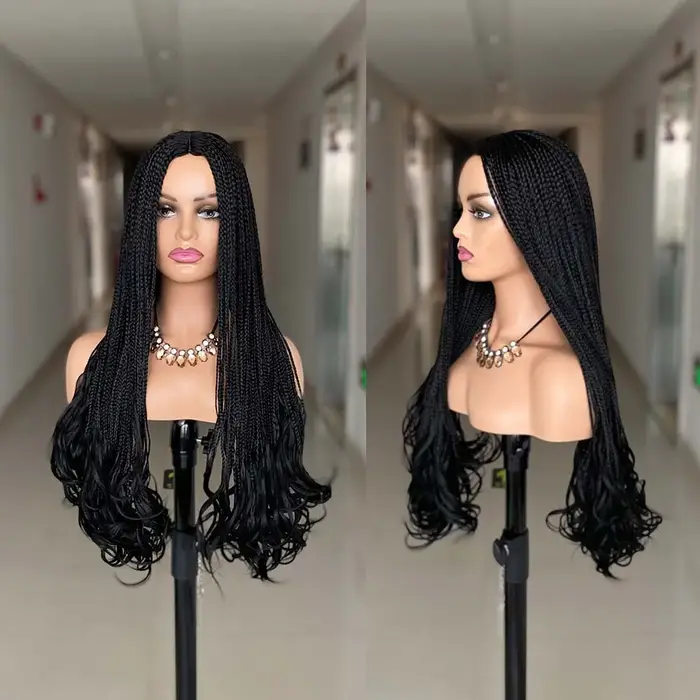 Nouvelle mode longue tressée perruques synthétique boîte tresse perruque pour les femmes noires ondulé armure Ombre