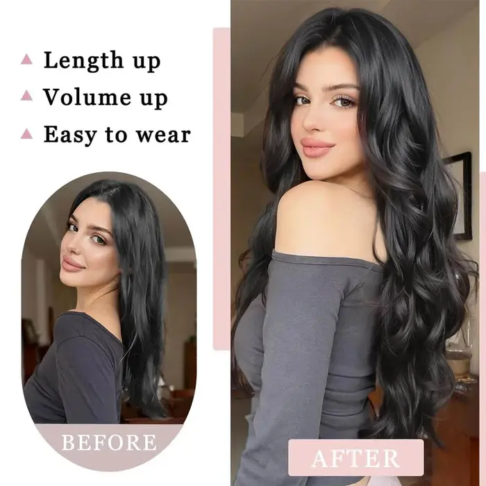 Extension de cheveux synthétiques longs et bouclés de 20 pouces