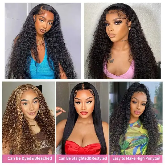 Lots de Cheveux Humains Brésiliens Vierge Ondulés Profonds Non Traités, Grade 1, 3 ou 4 Bundles, Cou