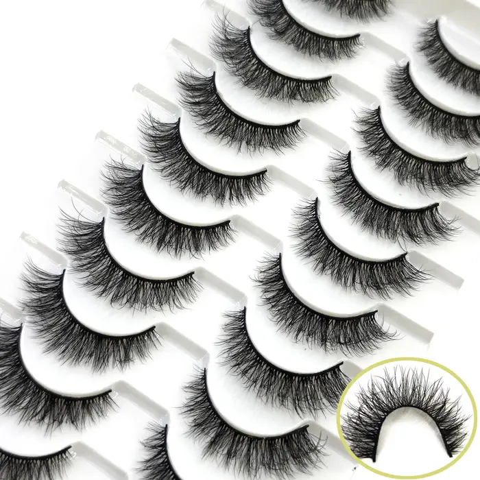 10 paires mélange de cils vison moelleux dramatique Faux