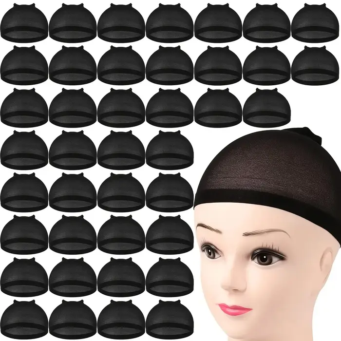 40 pièces bonnet de perruque en nylon bas bonnet de perruque élastique noir
