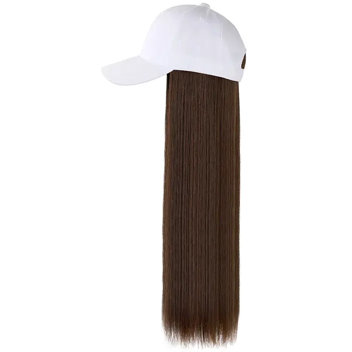 Extensions de cheveux synthétiques pour femmes, perruques longues et lisses, couvre-tête connecté, b