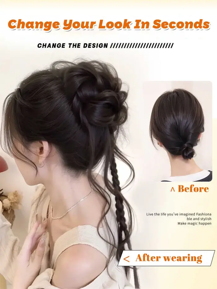 Chignon synthétique Y2K tressé, bandeau élastique bouclé, chouchou, faux cheveux pour femmes, épingl